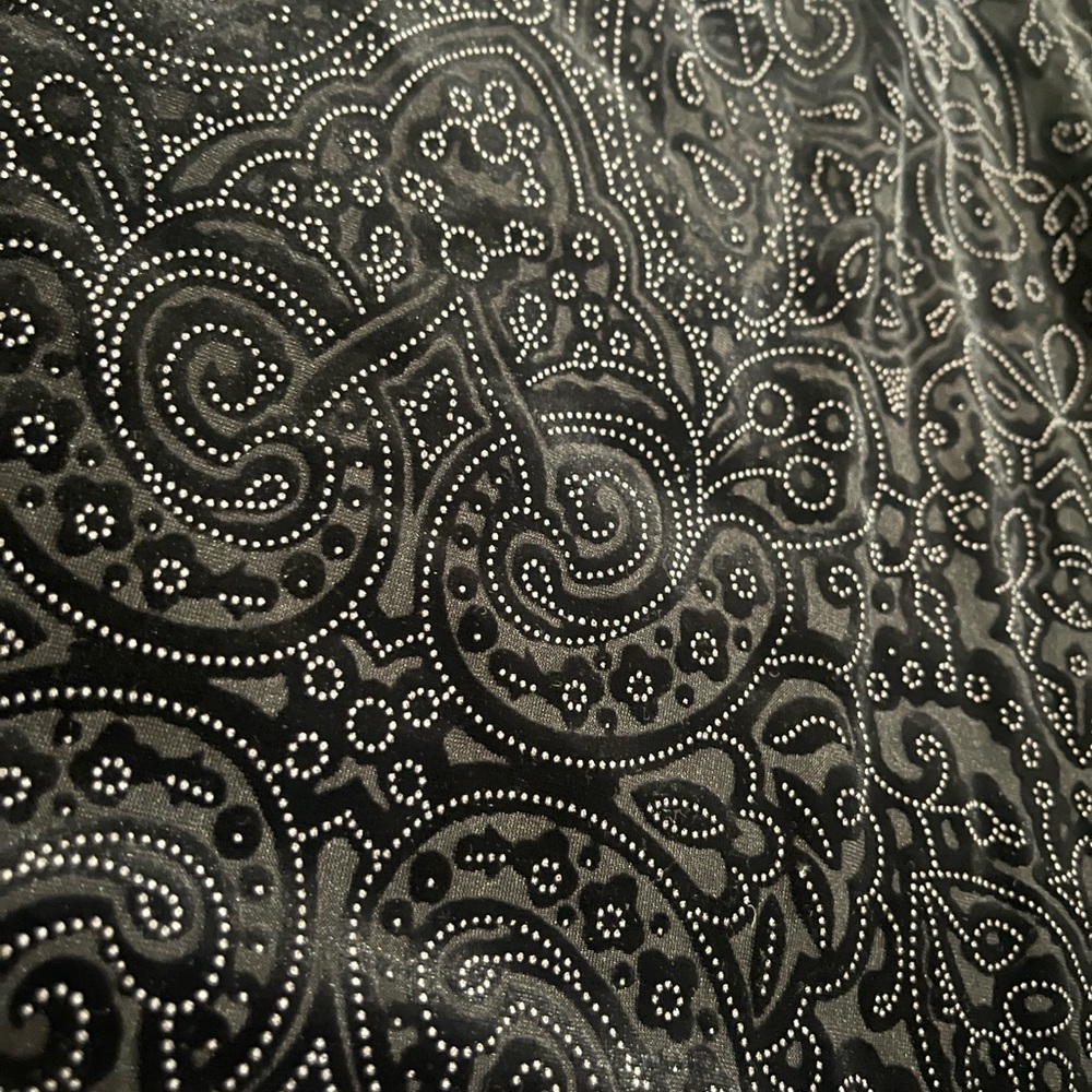 Dialogue Black Boho Paisley Abstract Velvet Long Sleeve Shirt L - Picture 2 of 9